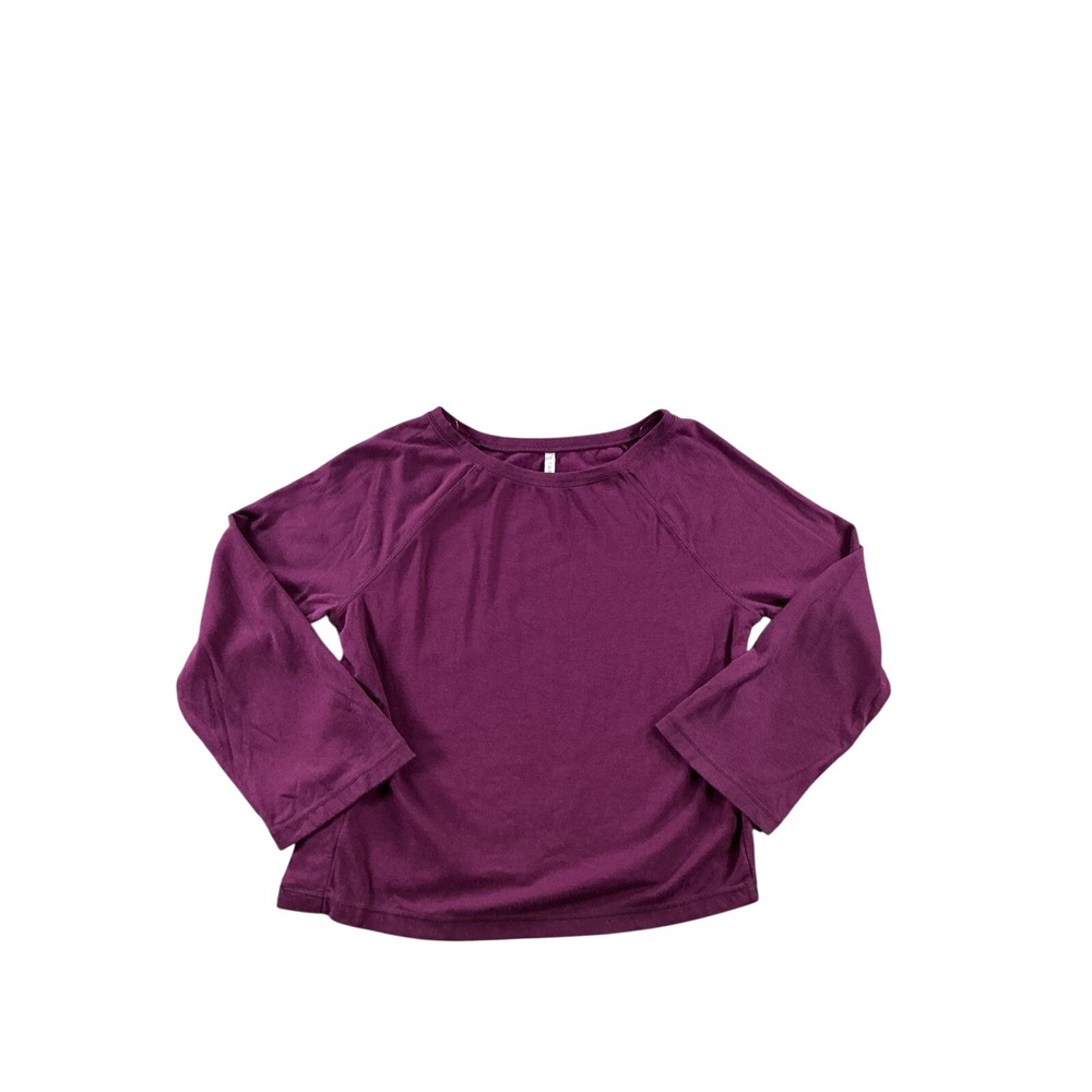 Fabletics Womens XS Plum Purple Fleece Lined Raglan Long Sleeve Active Top